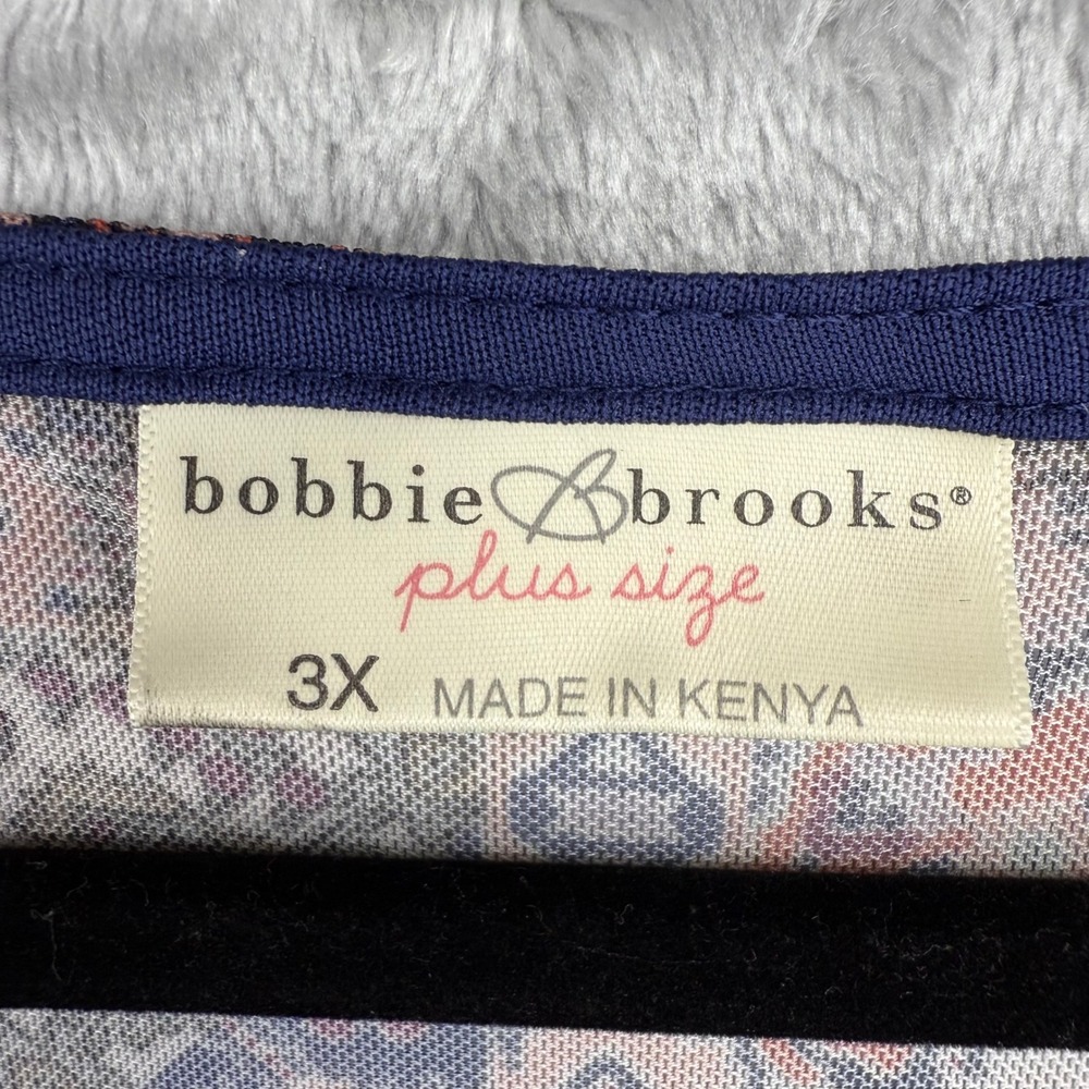 Bobbie Brooks Plus Size 3X Tank Top Boho Print Sleeveless Lined Navy Orange - Picture 3 of 10